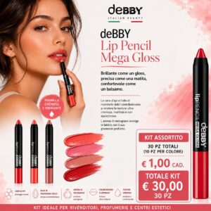 STOCK LIP PENCIL MEGA DEBBY(DEBORAH) GLOSS ASS. lotto da 30 pezzi assortiti possono presentare dei graffi