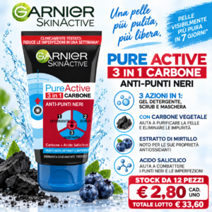 STOCK GARNIER SKINACTIVE 3IN1 ANTI PUNTI NERI DA 12P